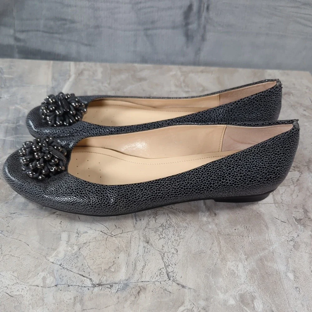 Calvin Klein Mackenzi Reptile Flat w/Cluster Bead Womens Sz 8.5 M‎
